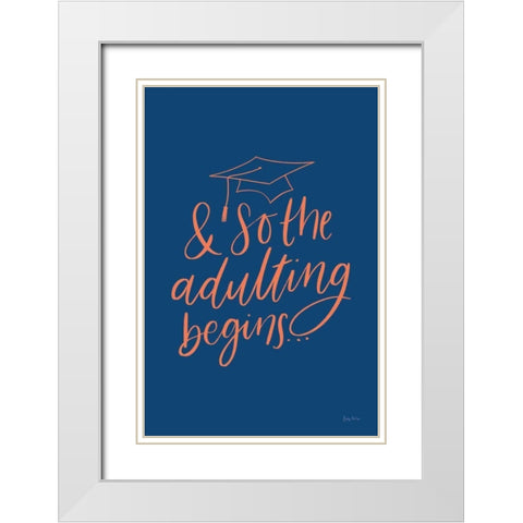 Graduation IV Blue White Modern Wood Framed Art Print with Double Matting by Thorns, Becky