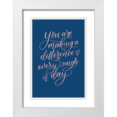 Teachers III Blue White Modern Wood Framed Art Print with Double Matting by Thorns, Becky