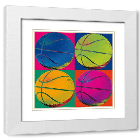 Ball Four Basketball Crop White Modern Wood Framed Art Print with Double Matting by Wild Apple Portfolio