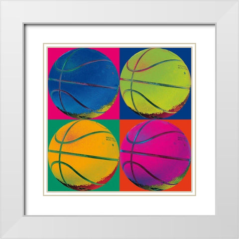 Ball Four Basketball Crop White Modern Wood Framed Art Print with Double Matting by Wild Apple Portfolio