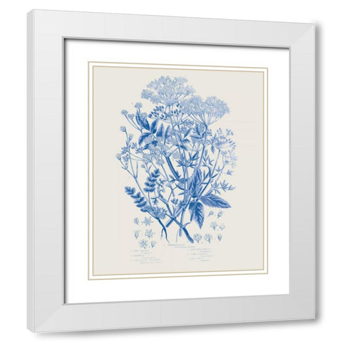 Flowering Plants I Mid Blue White Modern Wood Framed Art Print with Double Matting by Wild Apple Portfolio