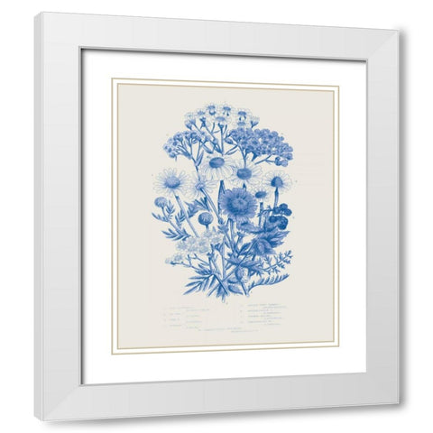 Flowering Plants V Mid Blue White Modern Wood Framed Art Print with Double Matting by Wild Apple Portfolio