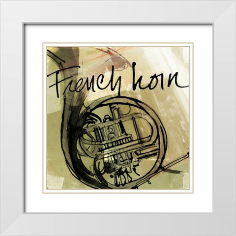 French Horn White Modern Wood Framed Art Print with Double Matting by Tavoletti, Anne