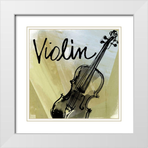 Violin White Modern Wood Framed Art Print with Double Matting by Tavoletti, Anne