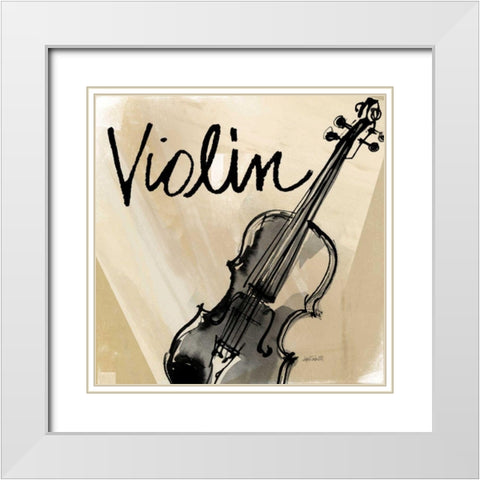 Violin Neutral White Modern Wood Framed Art Print with Double Matting by Tavoletti, Anne