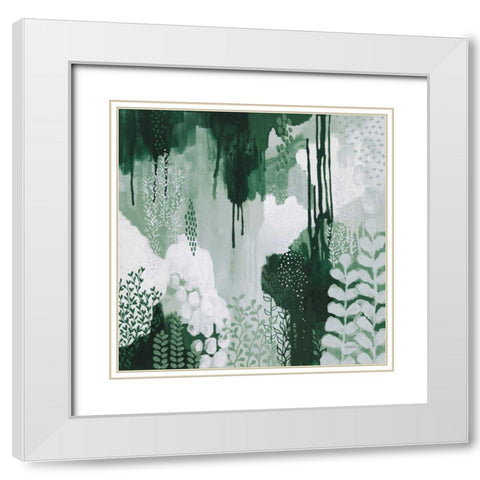Light Green Forest I White Modern Wood Framed Art Print with Double Matting by Ferguson, Kathy