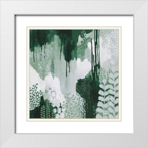 Light Green Forest I White Modern Wood Framed Art Print with Double Matting by Ferguson, Kathy