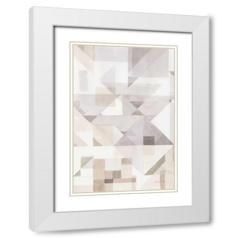 Try Angles III Neutral Sage White Modern Wood Framed Art Print with Double Matting by Nai, Danhui