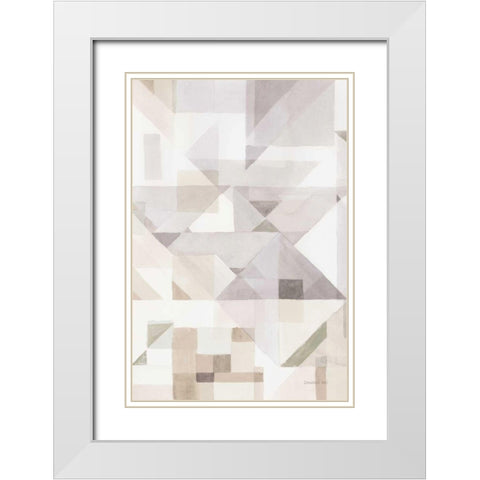 Try Angles III Neutral Sage White Modern Wood Framed Art Print with Double Matting by Nai, Danhui