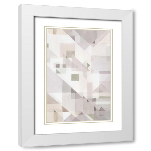 Try Angles IV Neutral Sage White Modern Wood Framed Art Print with Double Matting by Nai, Danhui