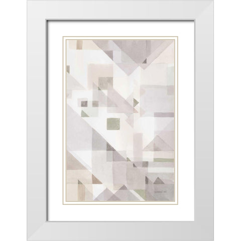 Try Angles IV Neutral Sage White Modern Wood Framed Art Print with Double Matting by Nai, Danhui