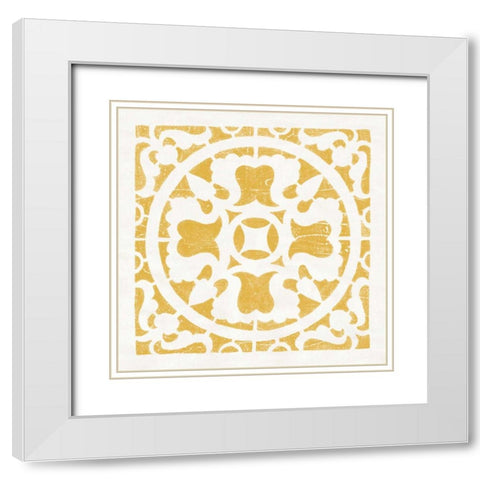 Hacienda Tile I Golden Yellow White Modern Wood Framed Art Print with Double Matting by Hershey, Moira