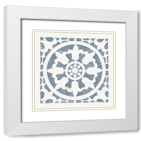 Hacienda Tile II Bluestone White Modern Wood Framed Art Print with Double Matting by Hershey, Moira