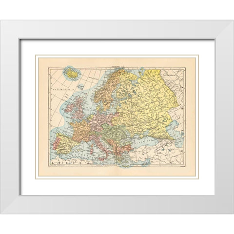 Map of Europe White Modern Wood Framed Art Print with Double Matting by Wild Apple Portfolio