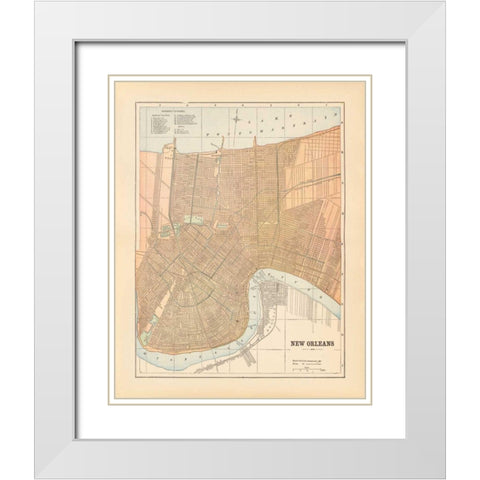 Map of New Orleans White Modern Wood Framed Art Print with Double Matting by Wild Apple Portfolio