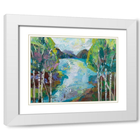 Birch Pond White Modern Wood Framed Art Print with Double Matting by Vertentes, Jeanette