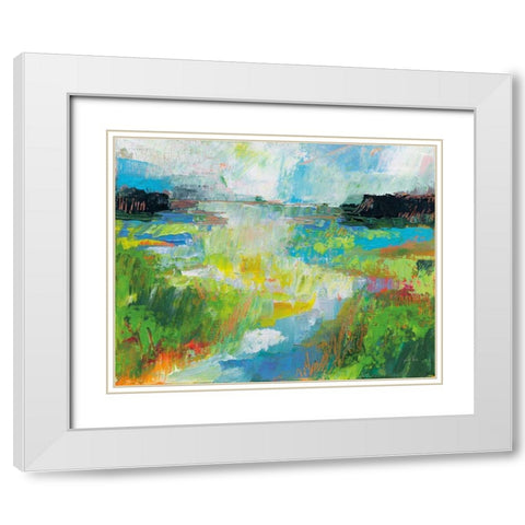 Misty River White Modern Wood Framed Art Print with Double Matting by Vertentes, Jeanette