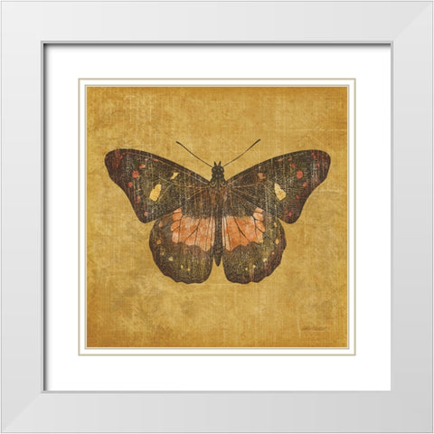 Ochre Butterfly White Modern Wood Framed Art Print with Double Matting by Pertiet, Katie