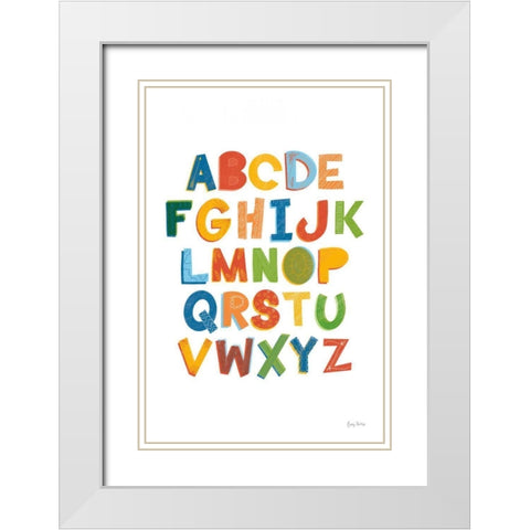 Colorful Alphabet White Modern Wood Framed Art Print with Double Matting by Thorns, Becky