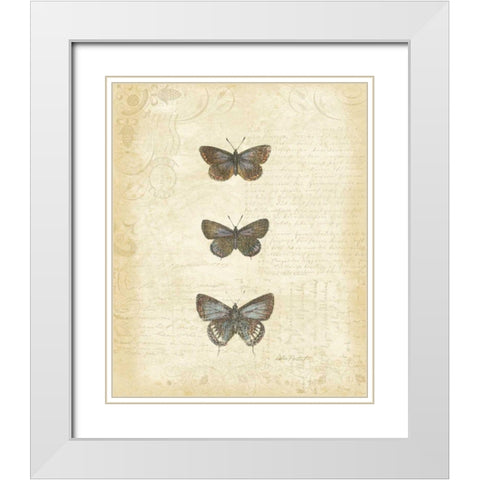 Botanical Butterflies II White Modern Wood Framed Art Print with Double Matting by Pertiet, Katie