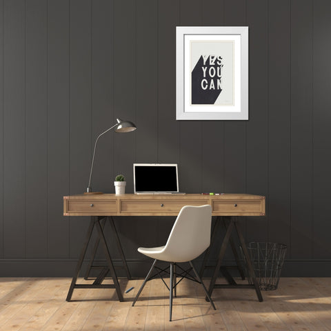 Yes You Can BW White Modern Wood Framed Art Print with Double Matting by Thorns, Becky