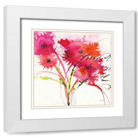 Flower Talk White Modern Wood Framed Art Print with Double Matting by Griggs, Jan