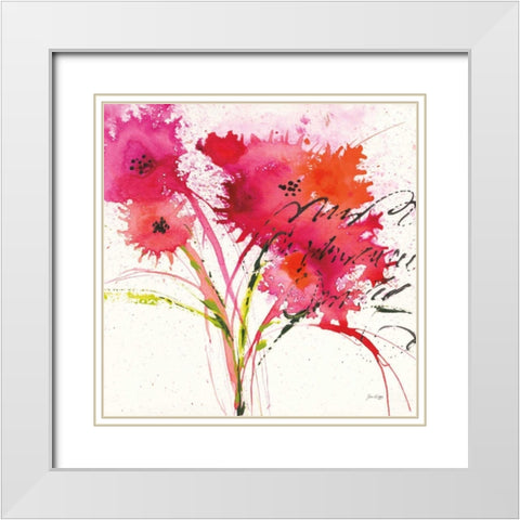 Flower Talk White Modern Wood Framed Art Print with Double Matting by Griggs, Jan
