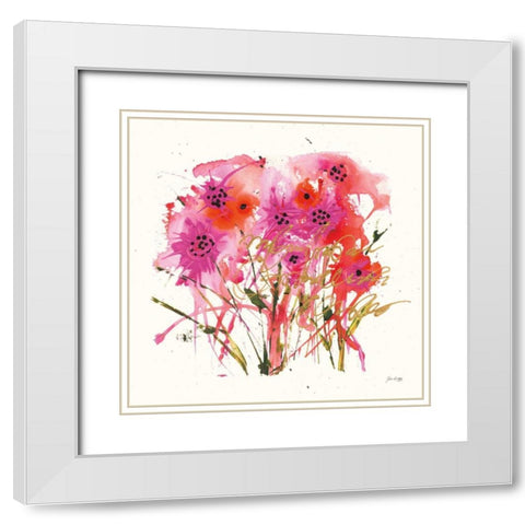 Flower Talk Gold White Modern Wood Framed Art Print with Double Matting by Griggs, Jan