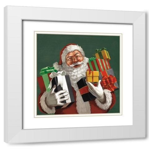 Holiday Santa IV Dark Green White Modern Wood Framed Art Print with Double Matting by Penner, Janelle