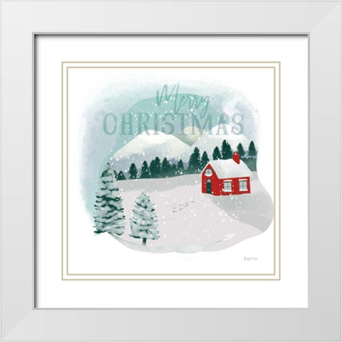 Winter Wonderland III Merry Christmas White Modern Wood Framed Art Print with Double Matting by Thorns, Becky