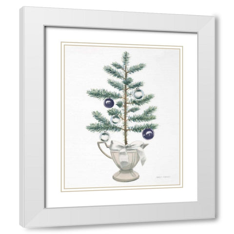 White Christmas Tree Navy White Modern Wood Framed Art Print with Double Matting by Fabiano, Marco