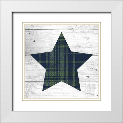 Nordic Holiday XII Plaid Navy Green White Modern Wood Framed Art Print with Double Matting by Grove, Beth