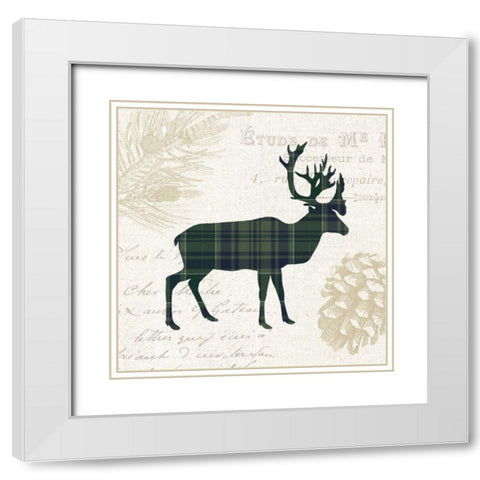 Plaid Lodge I Navy Green White Modern Wood Framed Art Print with Double Matting by Wild Apple Portfolio