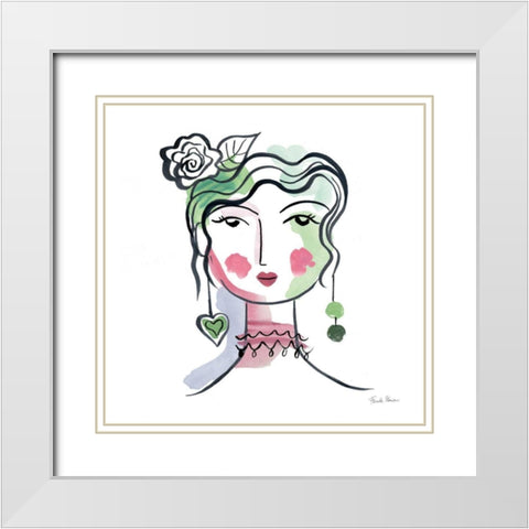 Pretty Faces II White Modern Wood Framed Art Print with Double Matting by Zaman, Farida