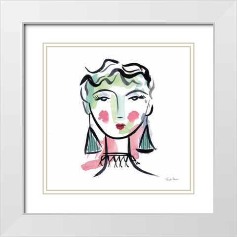 Pretty Faces III White Modern Wood Framed Art Print with Double Matting by Zaman, Farida