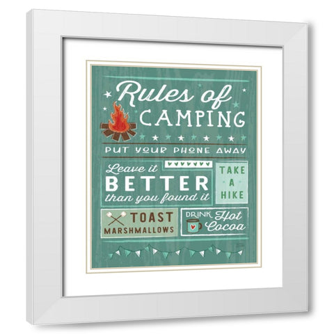 Comfy Camping I White Modern Wood Framed Art Print with Double Matting by Averinos, Melissa