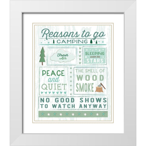 Comfy Camping II White Modern Wood Framed Art Print with Double Matting by Averinos, Melissa