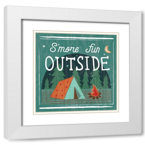Comfy Camping III White Modern Wood Framed Art Print with Double Matting by Averinos, Melissa