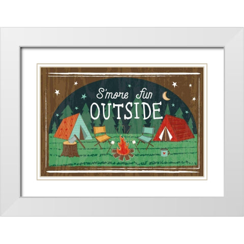 Comfy Camping VII White Modern Wood Framed Art Print with Double Matting by Averinos, Melissa