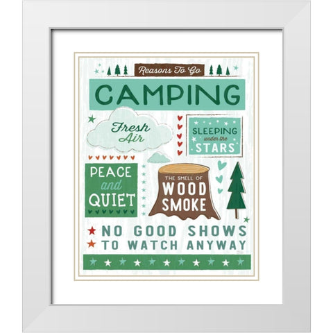 Comfy Camping XI White Modern Wood Framed Art Print with Double Matting by Averinos, Melissa