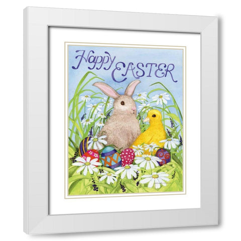 Easter Friends White Modern Wood Framed Art Print with Double Matting by McKenna, Kathleen Parr