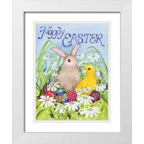 Easter Friends White Modern Wood Framed Art Print with Double Matting by McKenna, Kathleen Parr