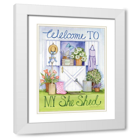 My She Shed White Modern Wood Framed Art Print with Double Matting by McKenna, Kathleen Parr