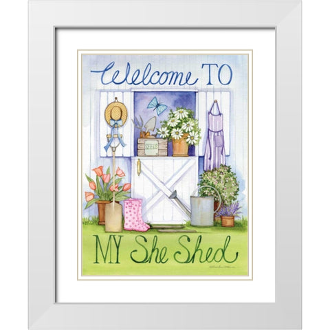 My She Shed White Modern Wood Framed Art Print with Double Matting by McKenna, Kathleen Parr