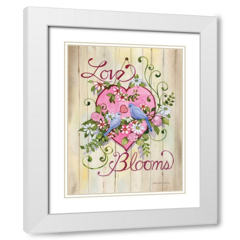 Love Blooms White Modern Wood Framed Art Print with Double Matting by McKenna, Kathleen Parr