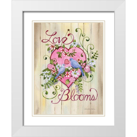 Love Blooms White Modern Wood Framed Art Print with Double Matting by McKenna, Kathleen Parr