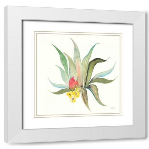 Succulent Desert V White Modern Wood Framed Art Print with Double Matting by Rice, Kristy