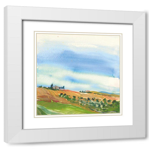 Tuscan Fields White Modern Wood Framed Art Print with Double Matting by Rice, Kristy