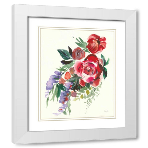Autumn Roses White Modern Wood Framed Art Print with Double Matting by Rice, Kristy