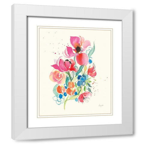 Bright Bouquet White Modern Wood Framed Art Print with Double Matting by Rice, Kristy